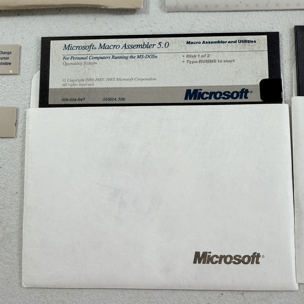 Microsoft Macro Assembler 5.0 MS-DOS Software 5.25" Diskette