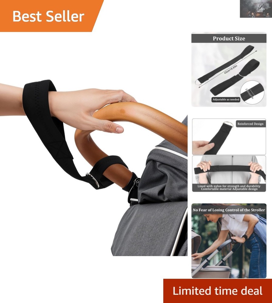Safety Wrist Strap for Strollers & Dogs - Adjustable and Durable Black Leash