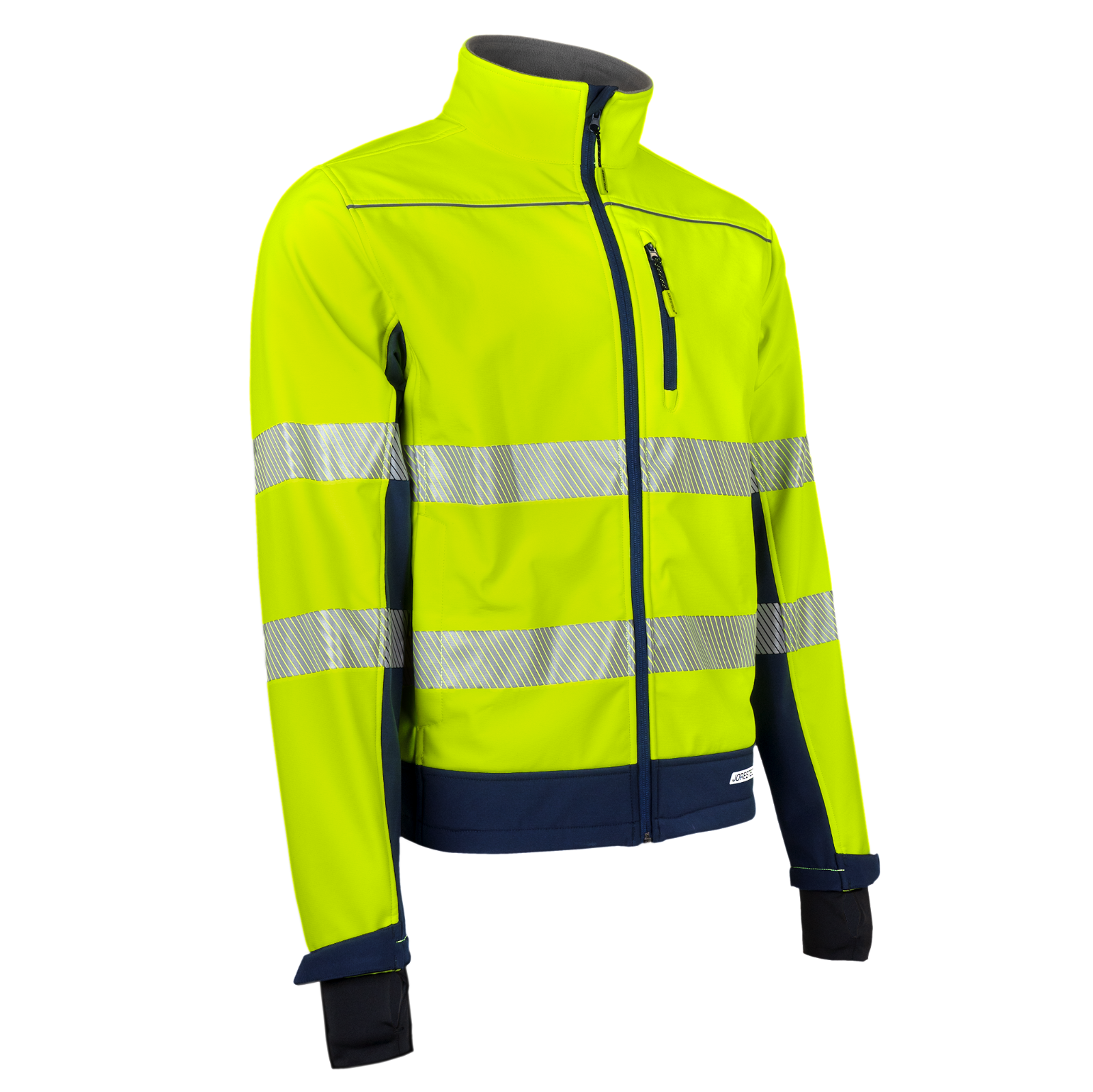 Hi-Vis Softshell Fleece Lined Safety Jacket with Reflective Strips by JORESTECH