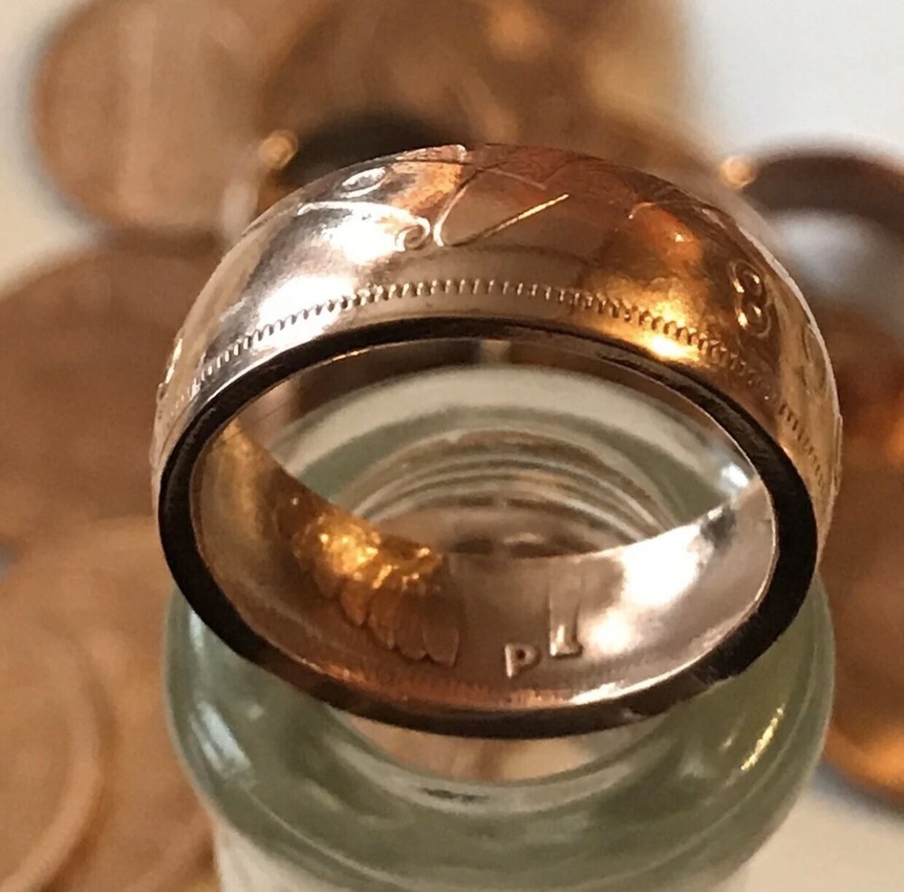 Coin Ring Ireland + one penny size 9.5