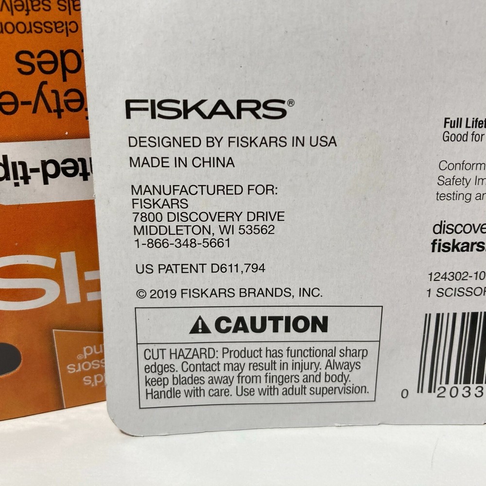 Fiskars Scissors 3 Pairs Pointed Tip Blue Space Planets Non Stick Coating 5"