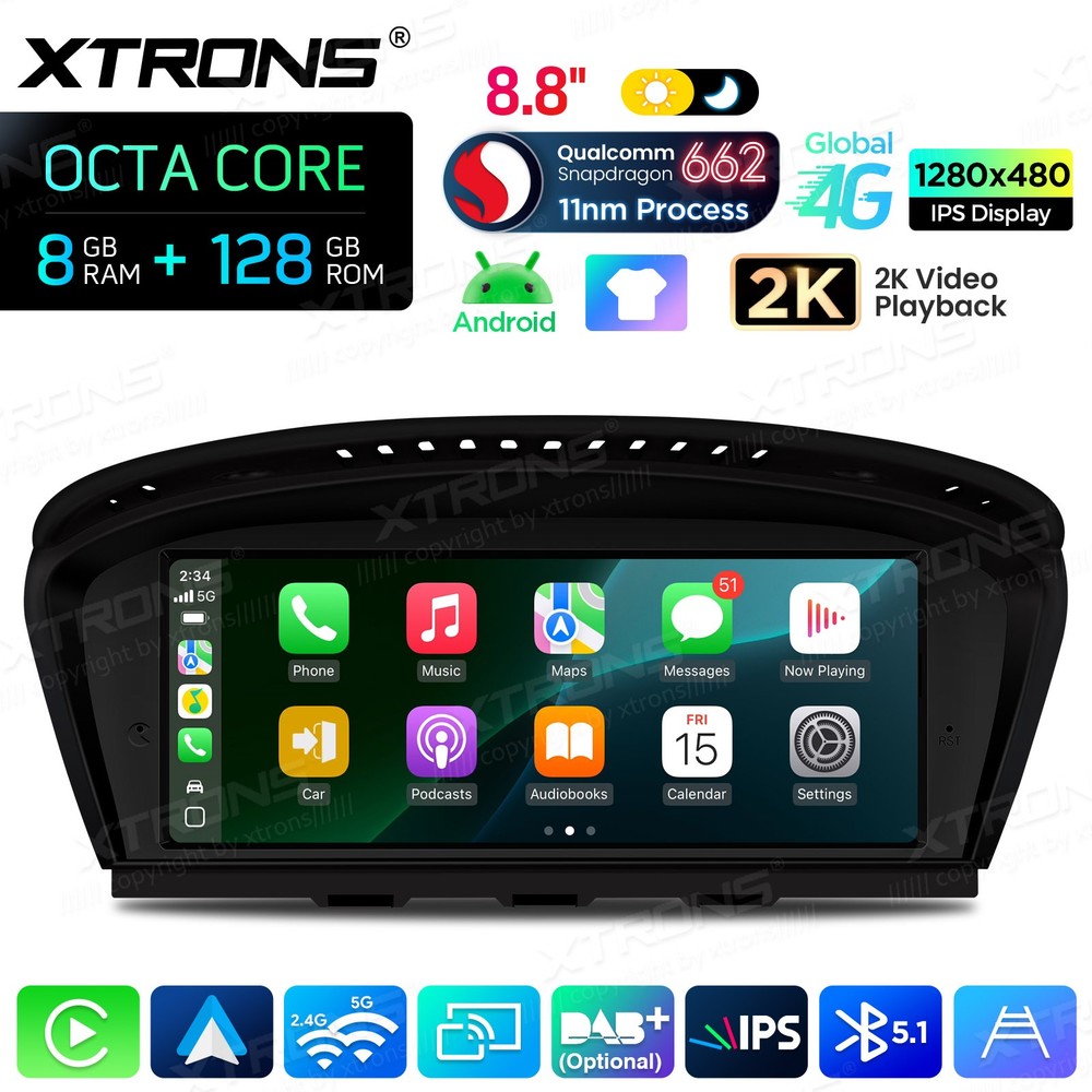 Display Screen for BMW E60/E61/E90/E91/E92/E93 CIC Android 14 8+128G CarPlay 4G