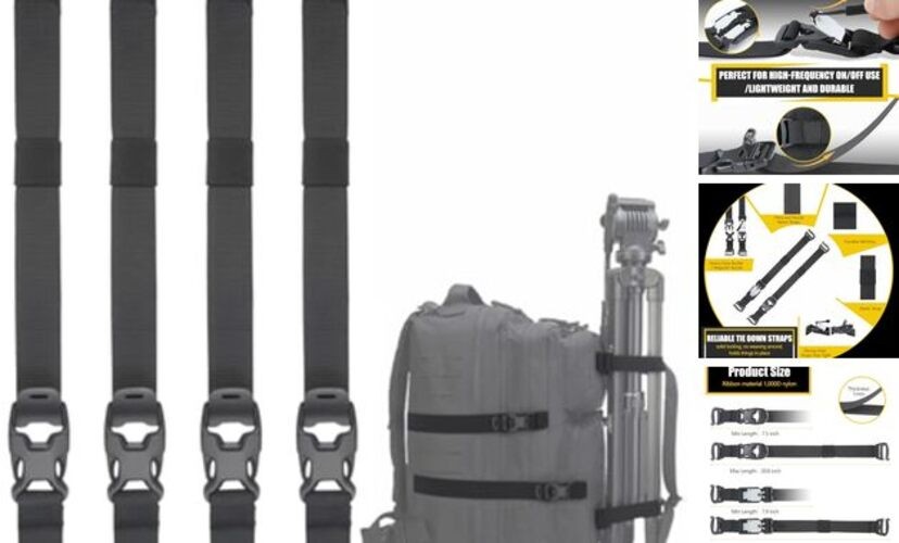 Tactical Molle System Backpack Straps - Adjustable 20.8" Pack Attachment 4 PCS