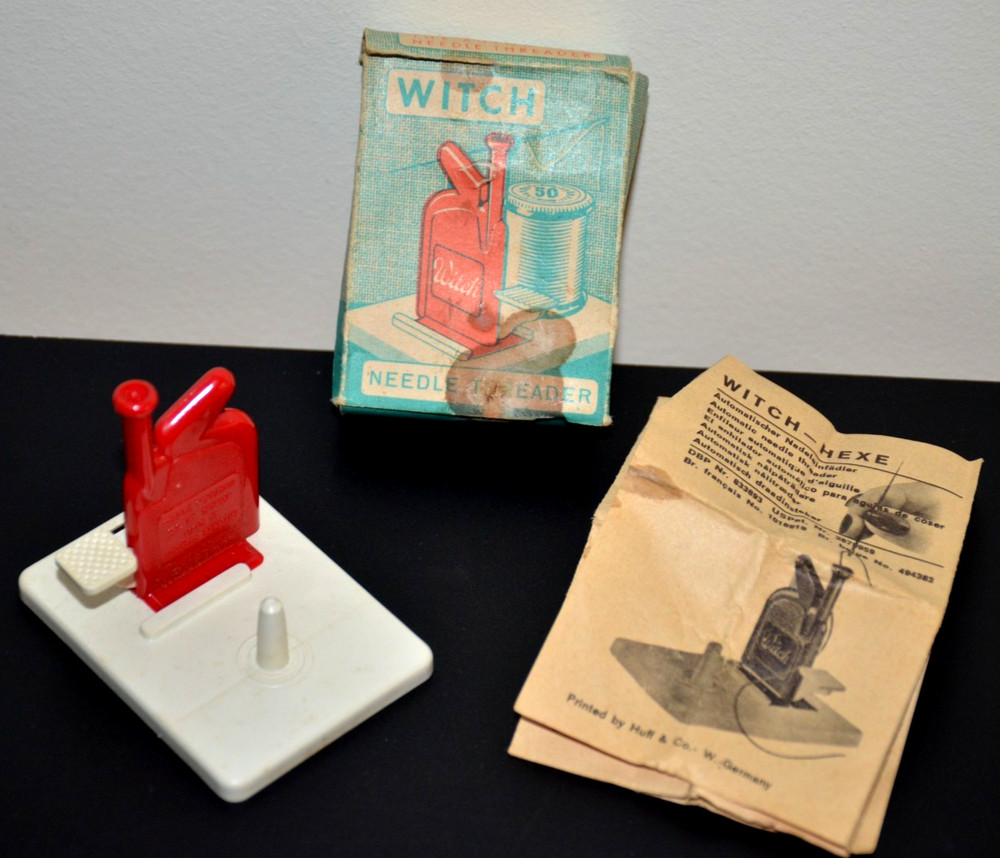 Vintage Witch Automatic Sewing Needle Threader  Instructions and original box