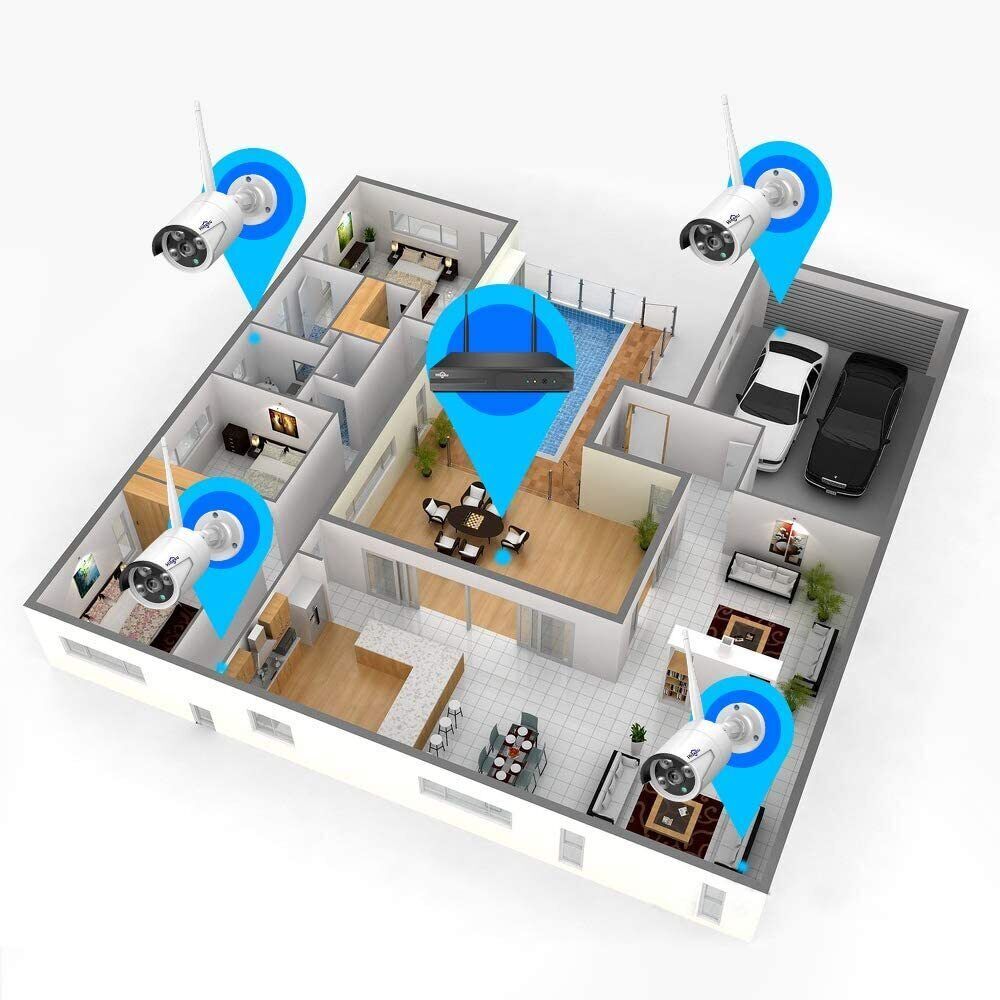 Hiseeu 5MP 10inch Monitor 10Ch NVR 5G WiFi Security Camera System 1/3TB HDD Lot