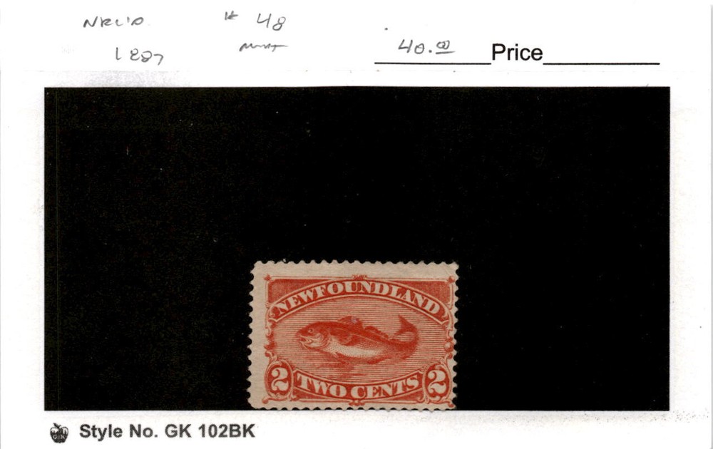 Newfoundland, Postage Stamp, #48 Mint Hinged, 1887 Codfish (AC)
