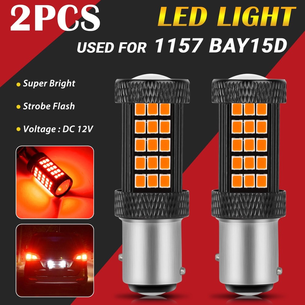 2x 1157 LED Strobe Flashing Brake Stop Bulbs Tail Blinking Safety Warning Light