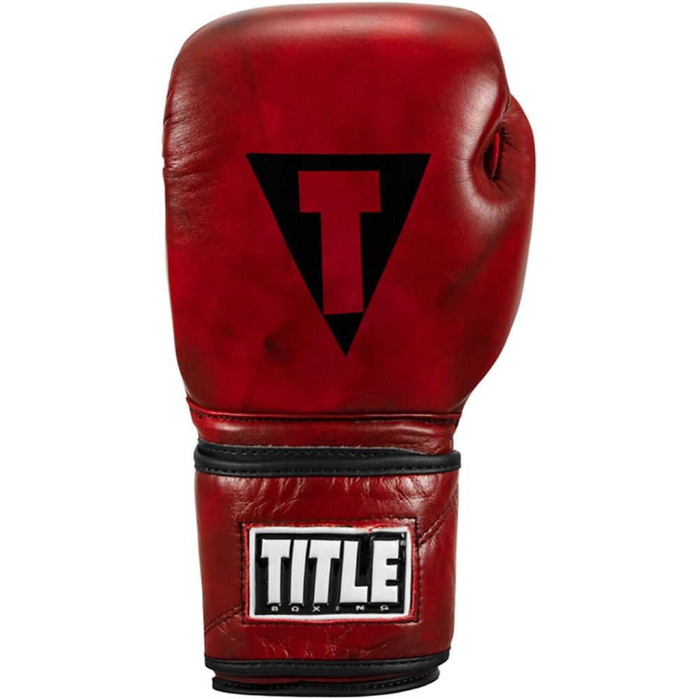 Title Boxing Blood Red Leather Hook and Loop Training Gloves - Red