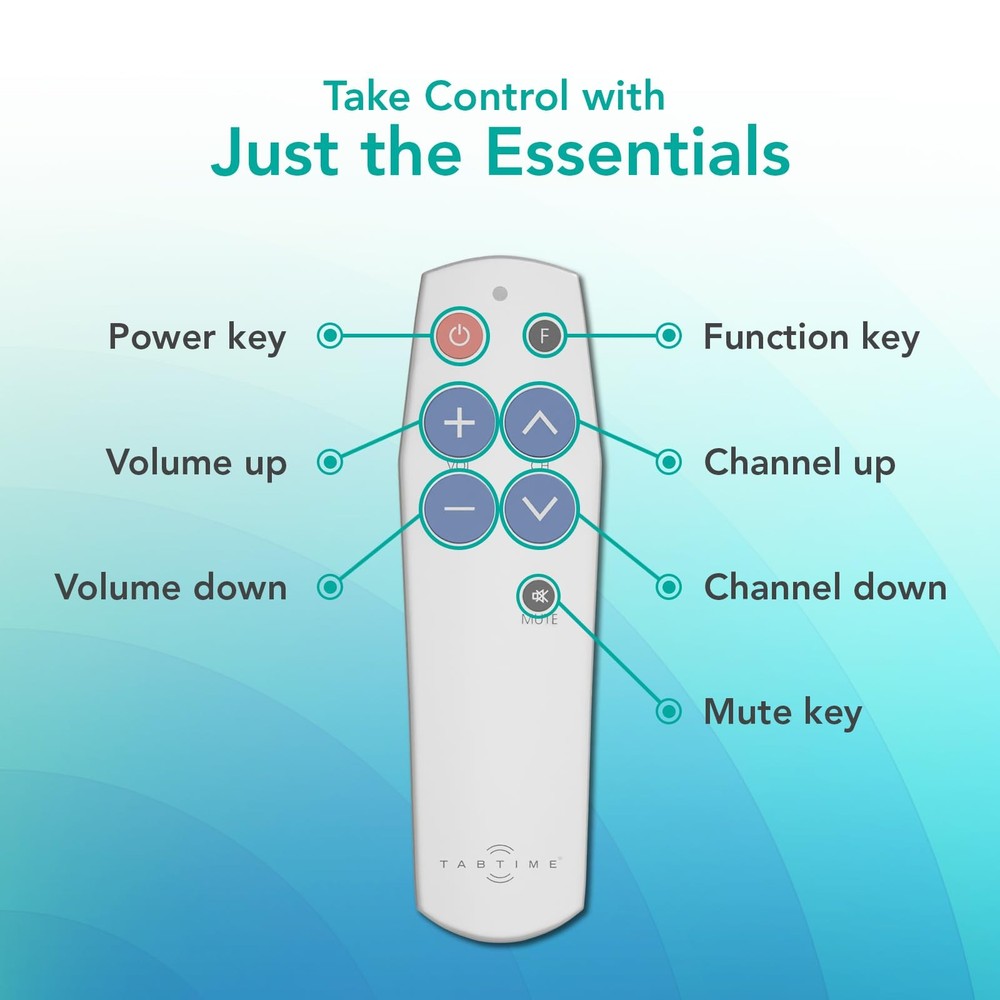TabTime Big Button Universal Remote - Simple TV for Seniors - Silver