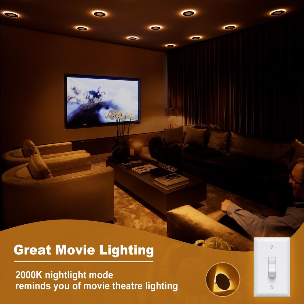 12 Pack 4 Inch 5CCT LED Recessed Ceiling Panel Light Dimmable with Night Light