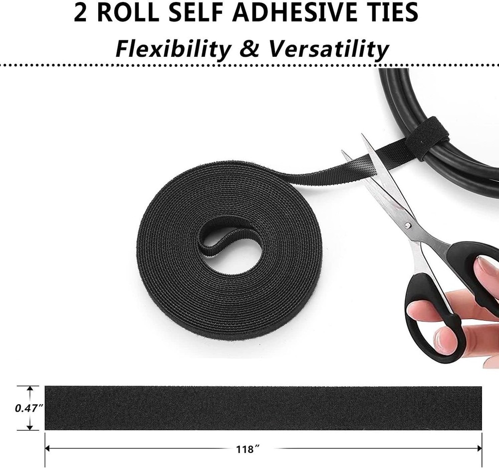 Cord Management Organizer Kit 4 Cable Sleeve split with 41Self Adhesive Cable...