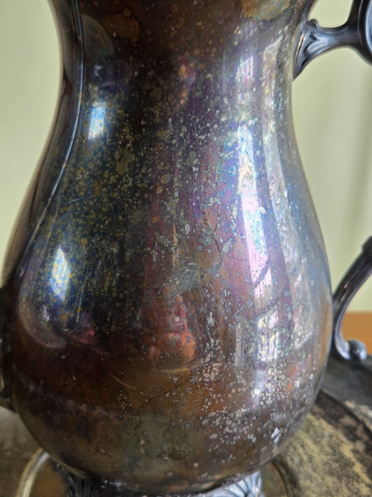 Antique FB Rogers Silver Company 1883 Silverplate Coffee Tea Pot & Handled Tray