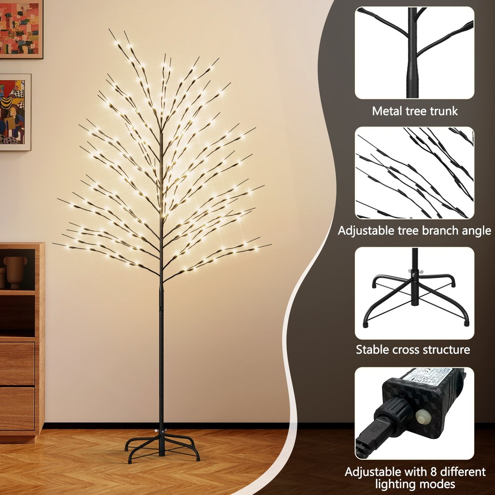 SUNYRISY LED Lighted Trees 6Ft/7Ft Light Twinkling Tree With 8 Lighting Modes
