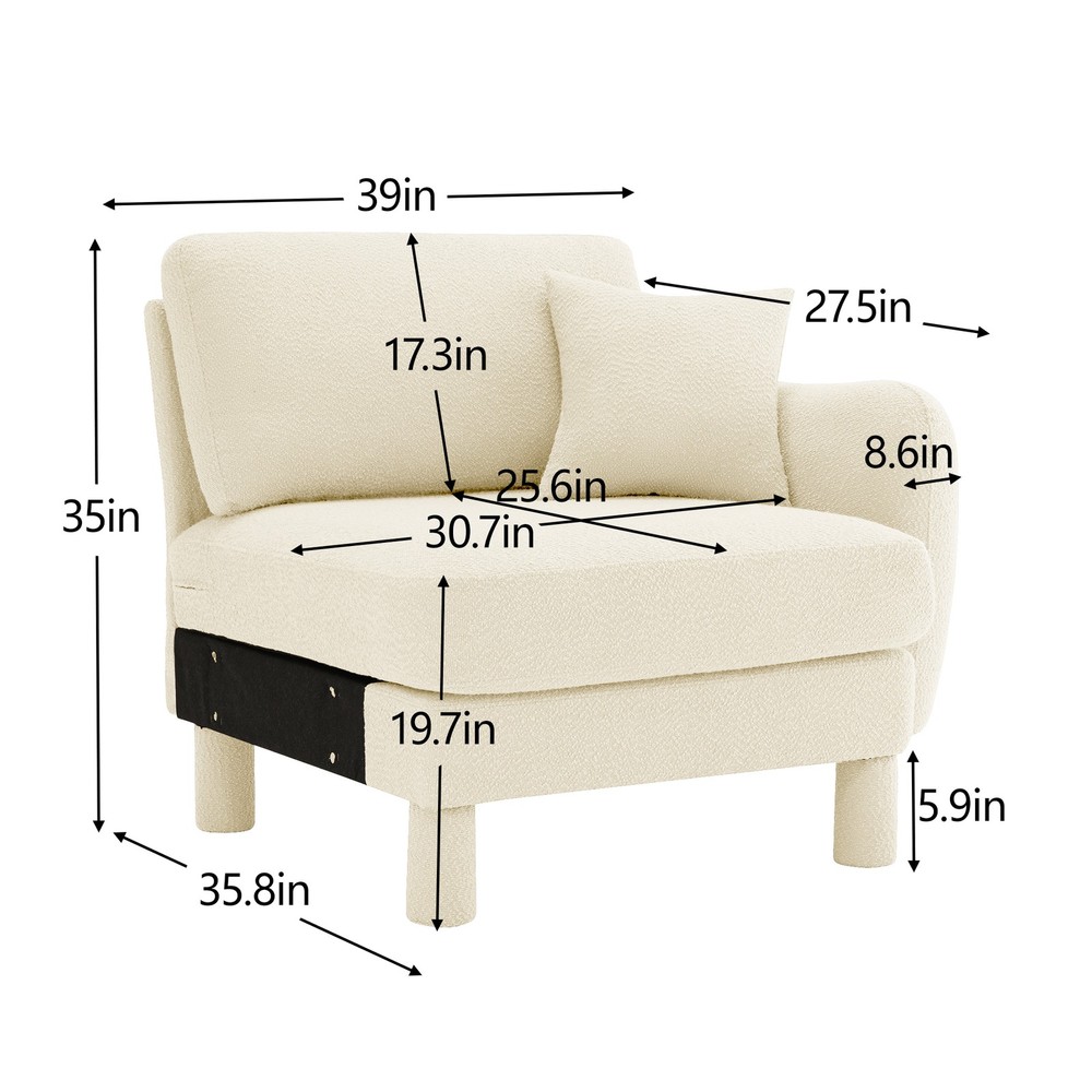 Lucas RSF sofa W/Pillow Polyester -Beige