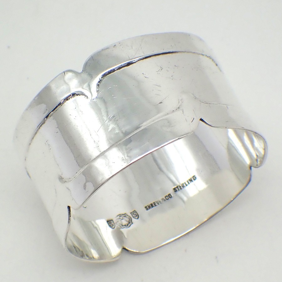 Napkin Ring Shreve Sterling Silver Bell Mark Mono EHE