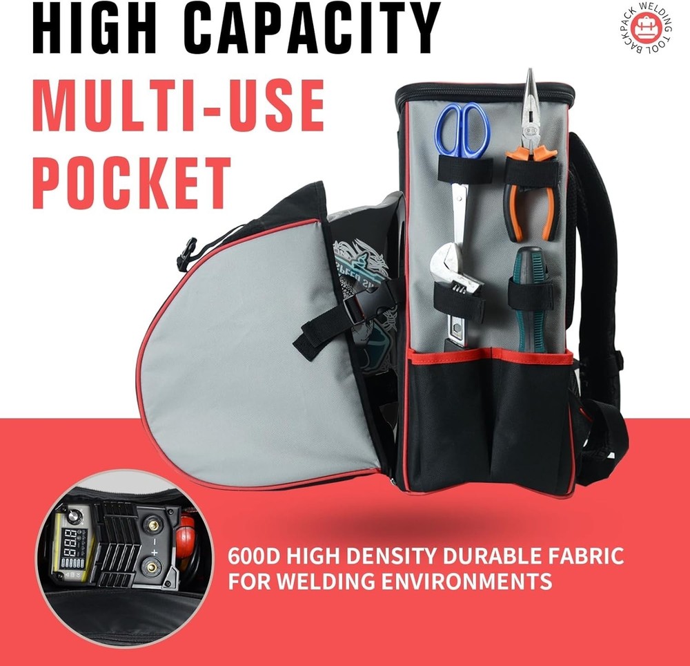 Welding Backpack for Men Waterproof Reinforced Bottom Large Capacity