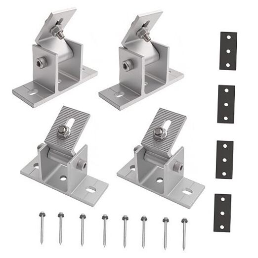 Pack Adjustable Solar Panel Tilt Mount Bracket Base, Tilt Angle 10° 4 Silver