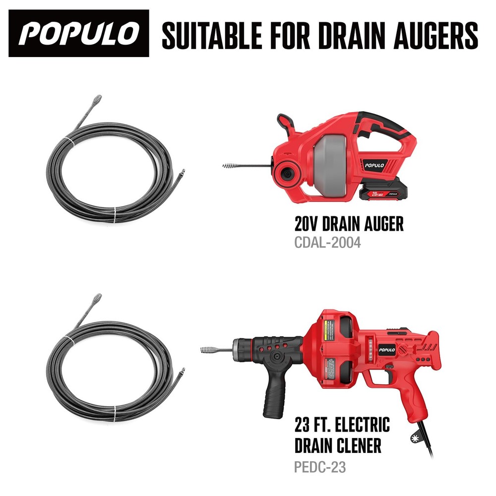 POPULO 25FT Replaceable Cable, Compatible with POPULO Electric Drain Auger(CA