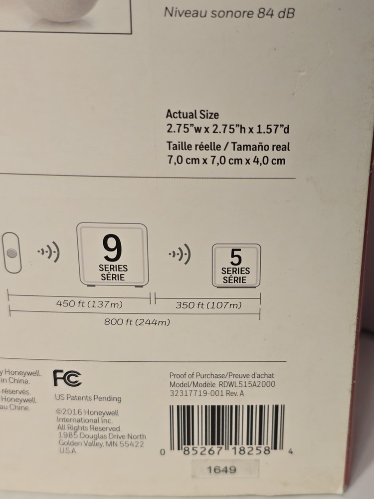 Honeywell RDWL515A ActivLink Wireless Doorbell & Push Button - Tested