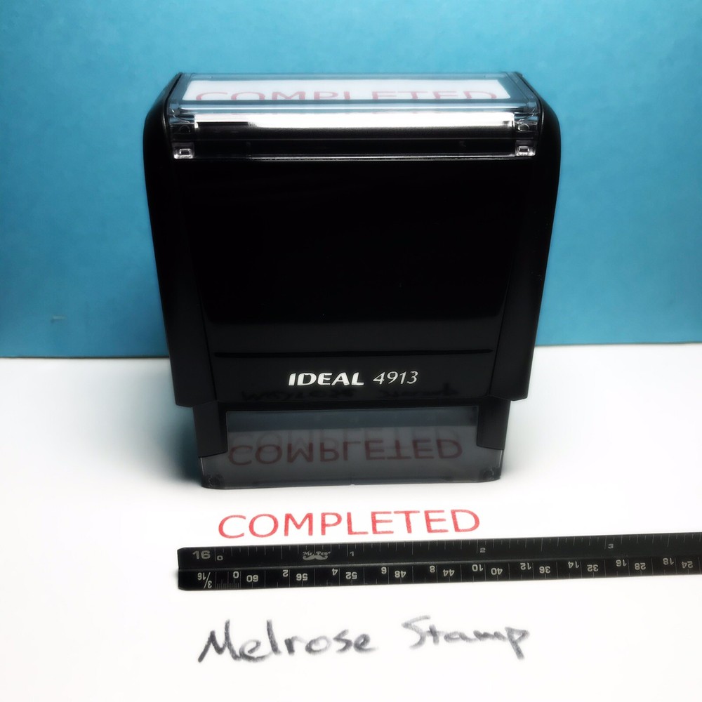 Completed Rubber Stamp Red Ink Self Inking Ideal 4913