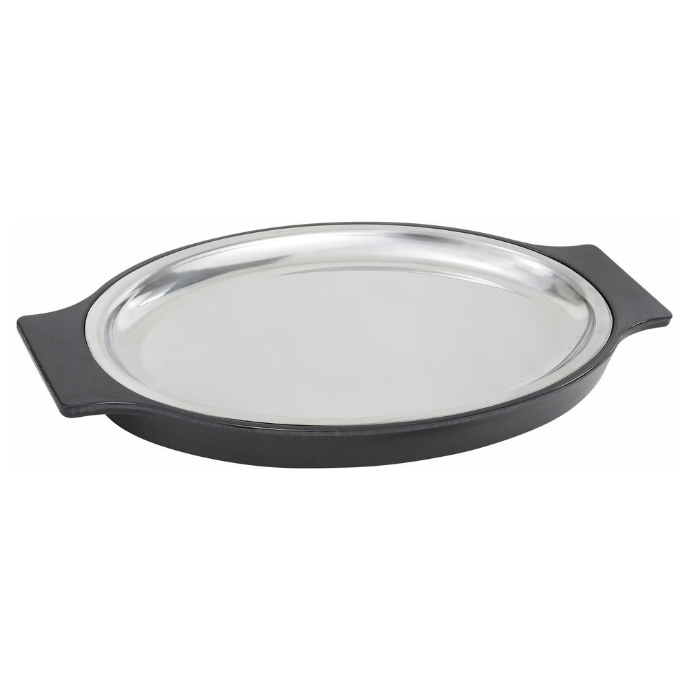 Sizzle Platter Set, Oval, 11", S/S with Bakelite Underliner (12 Set)