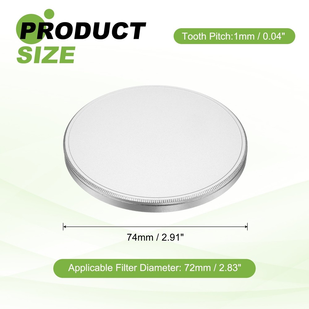 72mm Metal Lens Cap Universal Lens Filter Stack Cap Slim Stack Silver