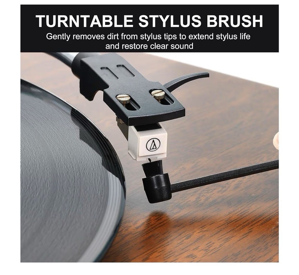 Vinyl Record & Turntable Cleaning Kit with Brushes, Solution, Cloth, Case