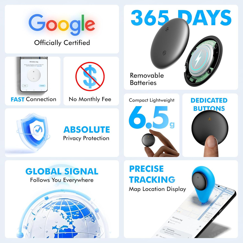 Air Tracker Tags-4 Pack for Android with Case- Bluetooth Tracker Item Finder for