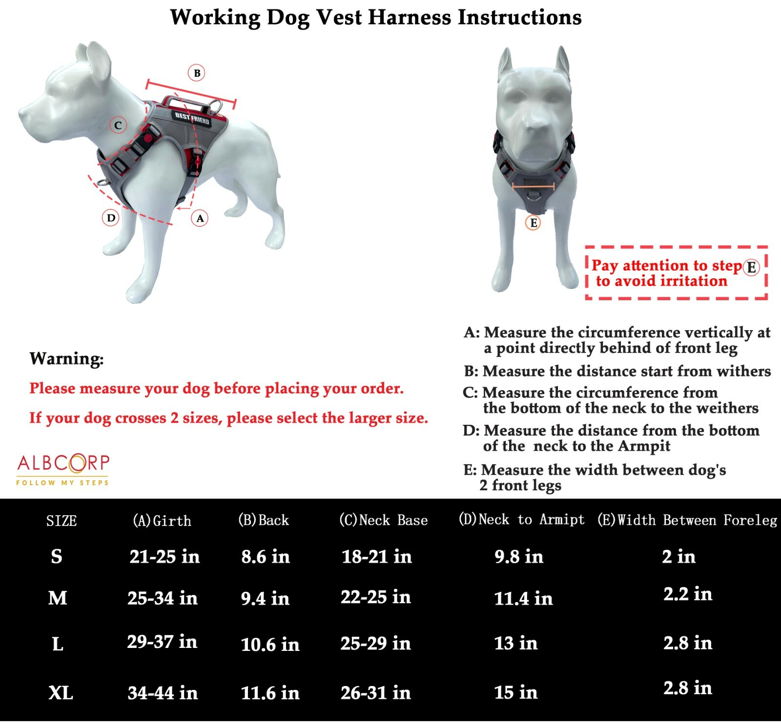 ALBCORP Tactical Dog Vest Harness – No-Pull Service Dog Vest – for Training