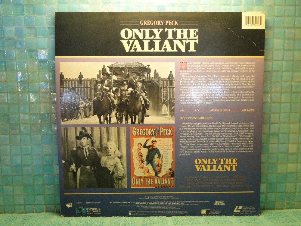 Only The Valiant Gregory Peck Laserdisc -EXTRA LDs SHIP FREE