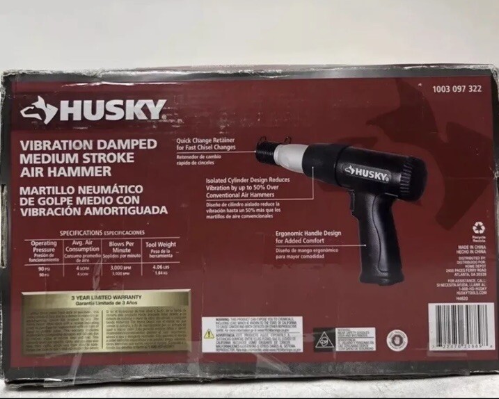 Husky 1003097322 Vibration Damped Medium Stroke Air Hammer NEW
