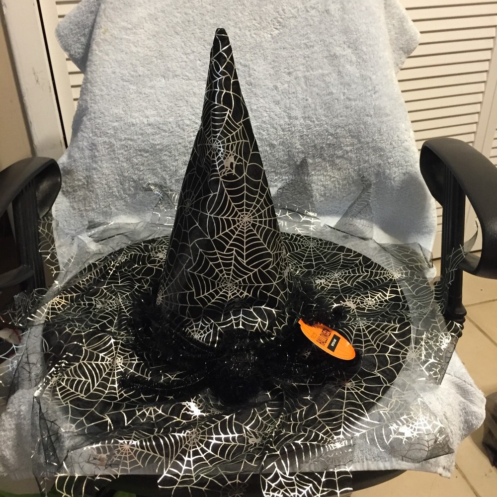 18" Halloween Spider & Spider Web Witch's Hat New