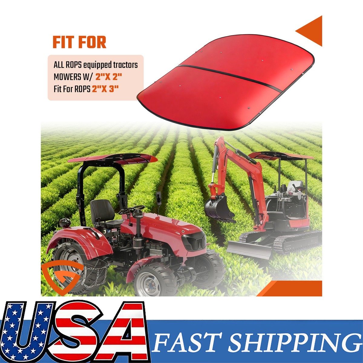 Sun Shield Tuff Top Tractor Canopy For 2" x 2" or 2" x3" NEW US Sun 1pcs Red NEW