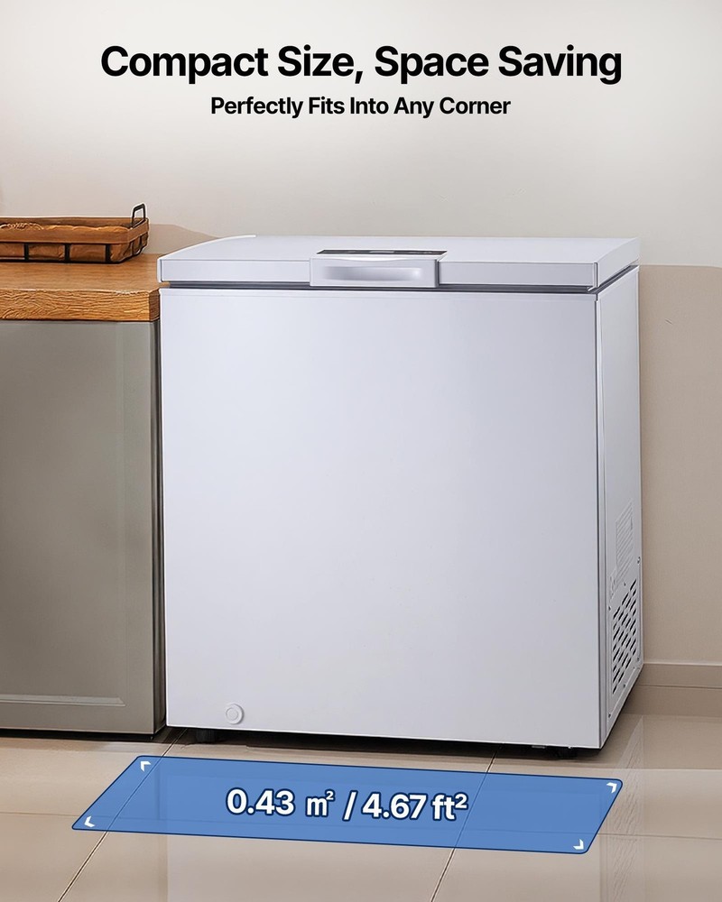 Garage-Ready 5 Cu.ft Chest Freezer, R600a Compressor, Adjustable Temp