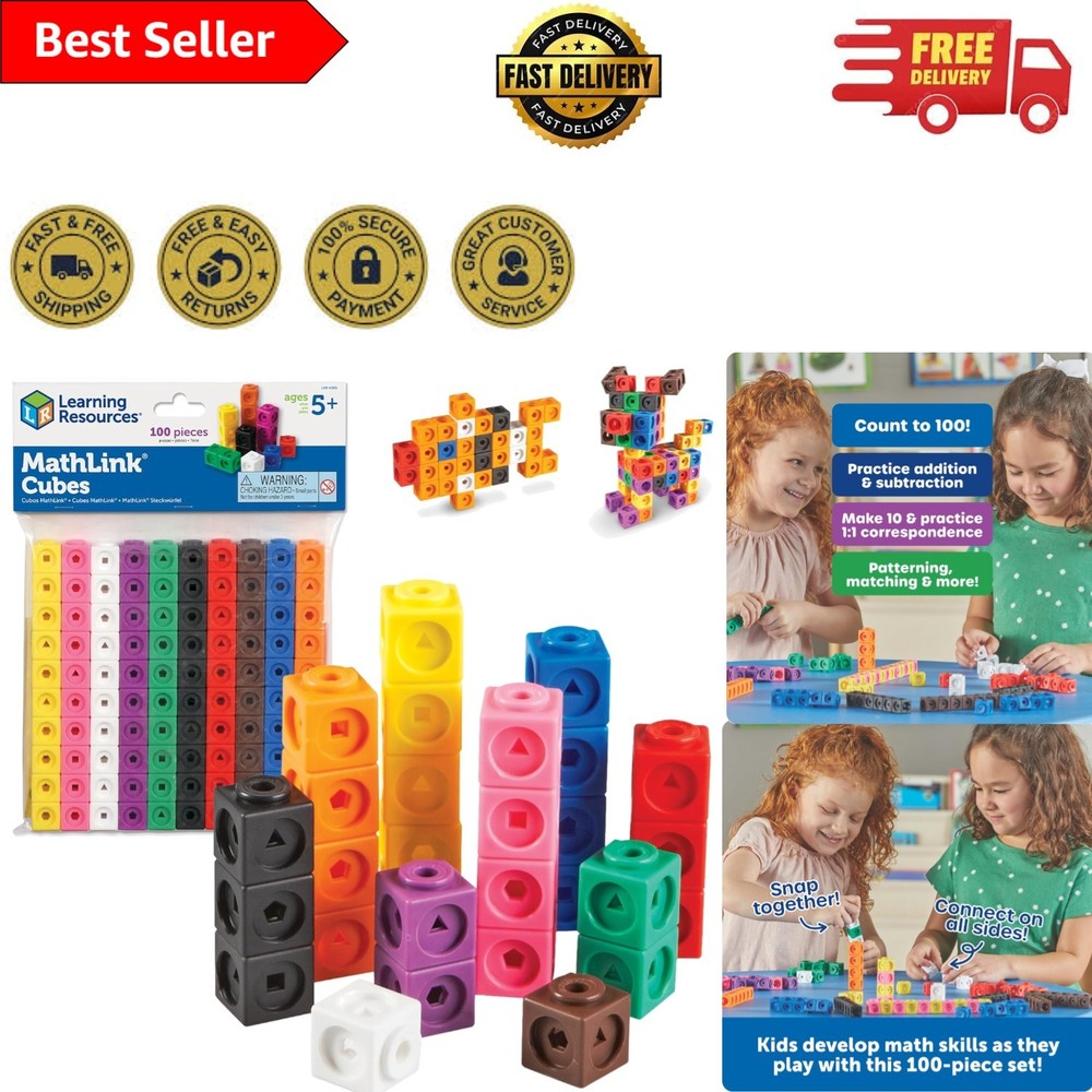 Versatile Math Manipulatives: 100 MathLink Cubes for Hands-On Learning, Ages 5+