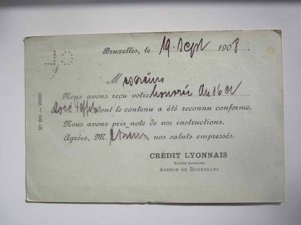 1908 BELGIUM CARD