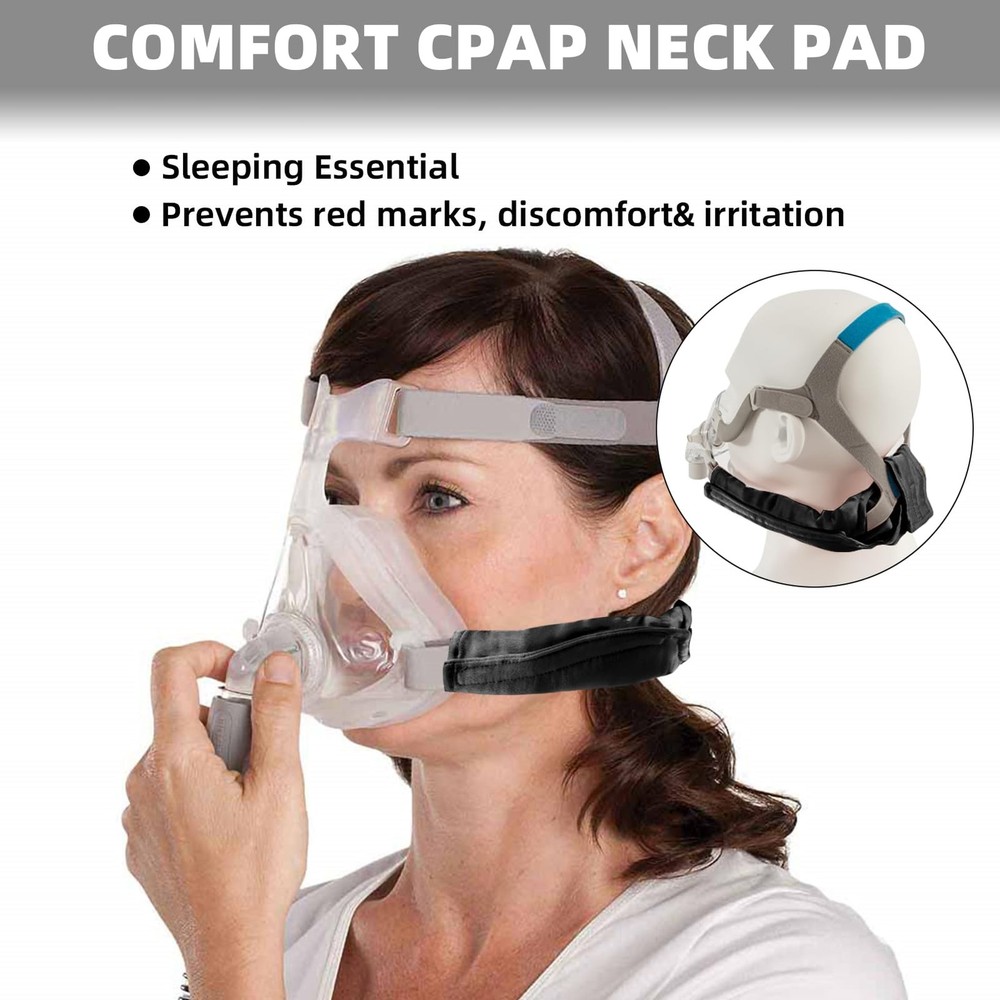 Satin CPAP Strap Covers Soft, Neck Pad for Headgear Straps, Black