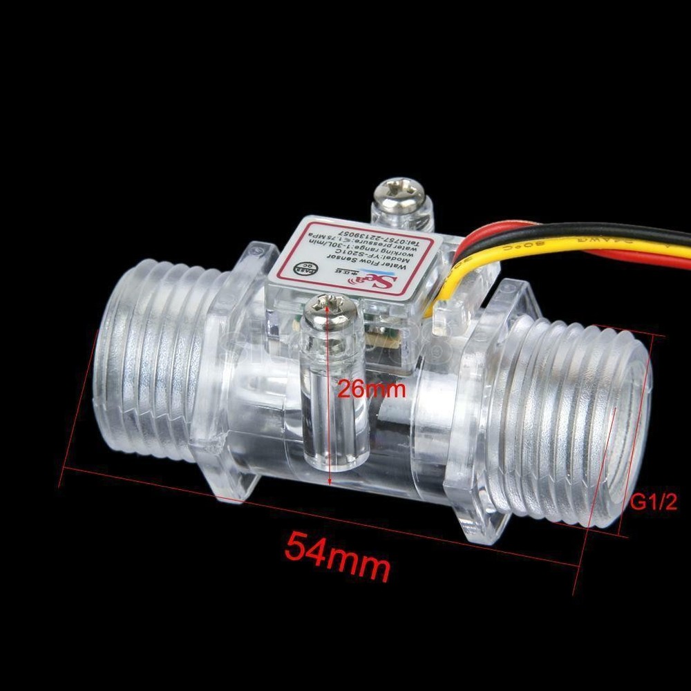 G1/2" Copper Water Flow Hall Sensor Switch Flow Meter Flowmeter Counter D