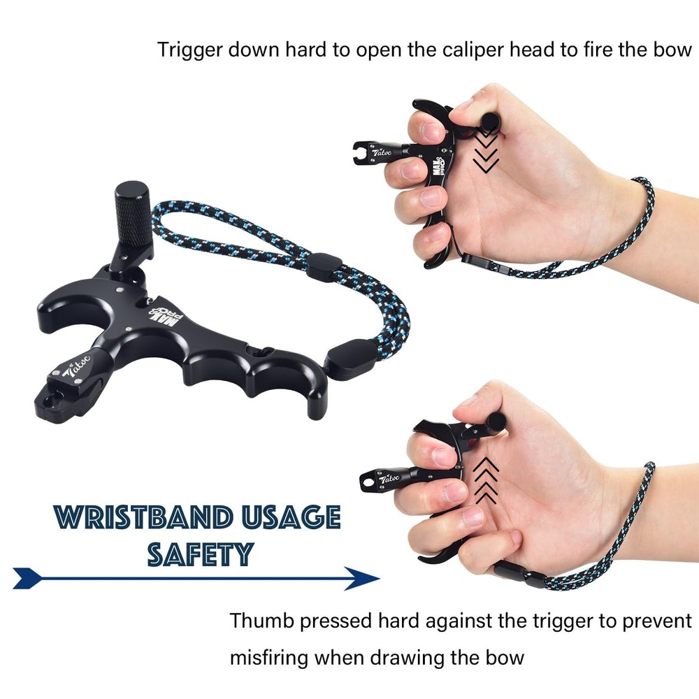 Bow Release Thumb Archery 360° Rotatable Thumb Release for Compound Bow 4 Fin...