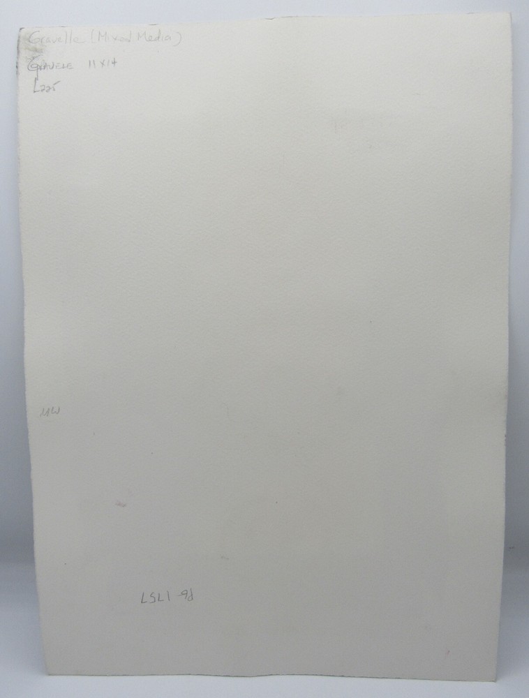 Signed 1998 PG Gravele mixed media abstract postmodern composition 10x15"