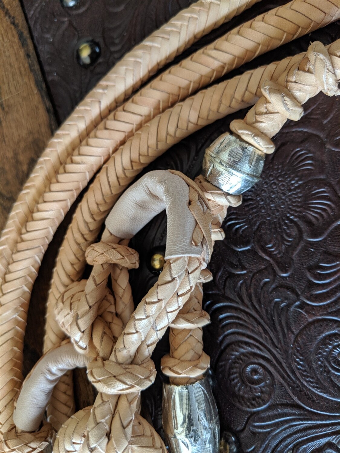 Romel Reins - Light Oil Leather - Hand Braided - Silver Ferrule