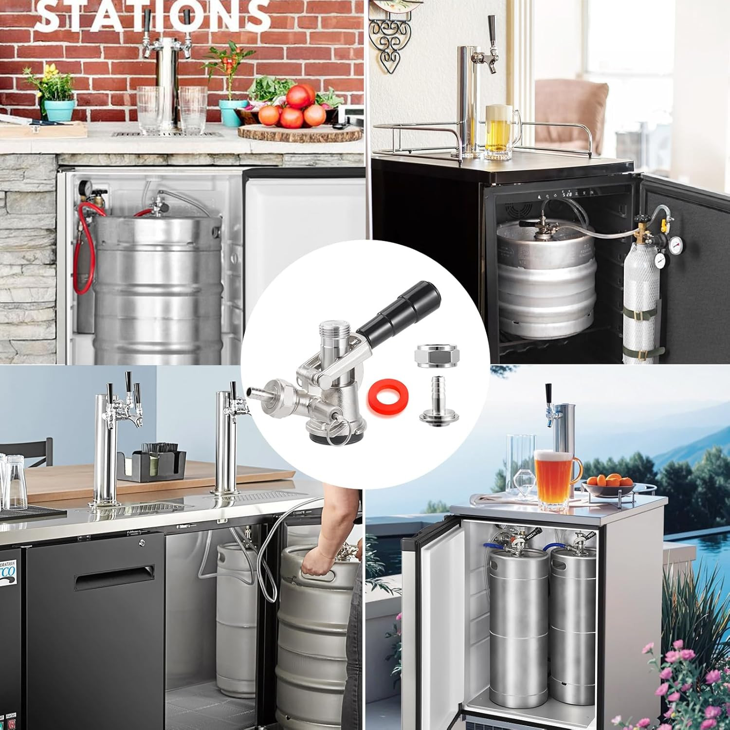 Keg Coupler for Sankey D System Beer Keg Tap Dispenser-304 Stainless Steel Probe