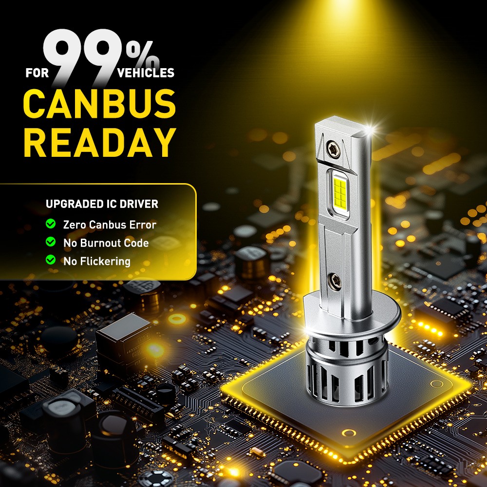 H1 LED Headlight Bulbs Kit 6500K White High Low Beam Light 60000LM Bright