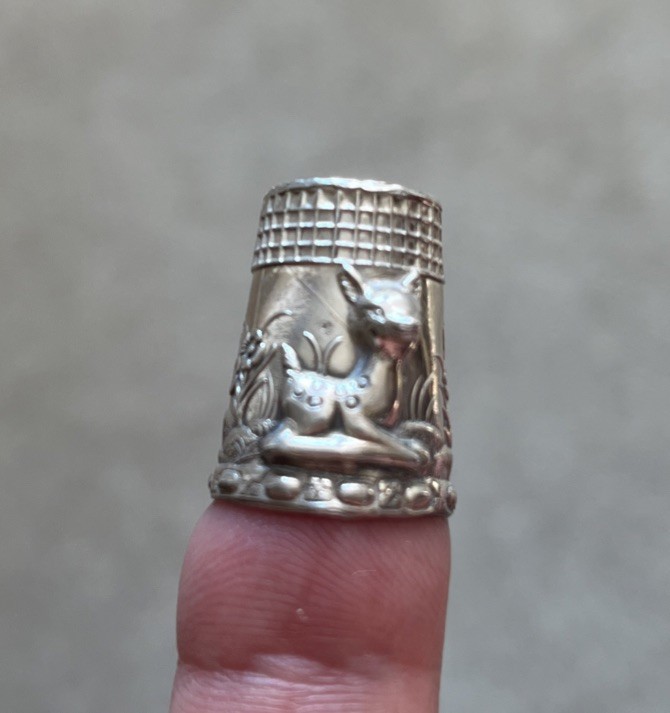 Vintage Sterling Silver Embossed Bambi Design Thimble