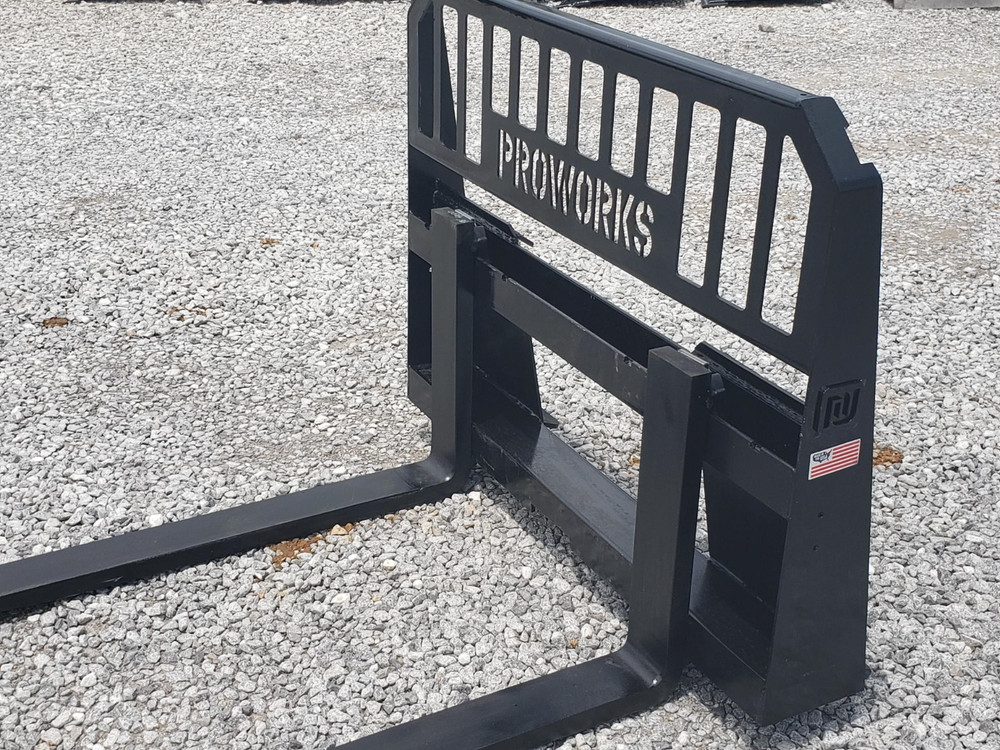 60" Solid Bottom Grapple Grease & 48" Full Guard Pallet Forks Combo Quick Attach