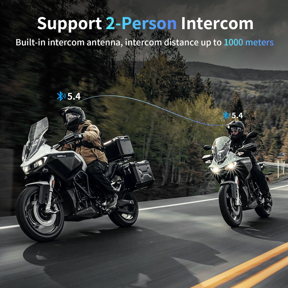 2x FX-S Motorcycle Helmet Intercom Bluetooth Headset 2-way 1000m Communication