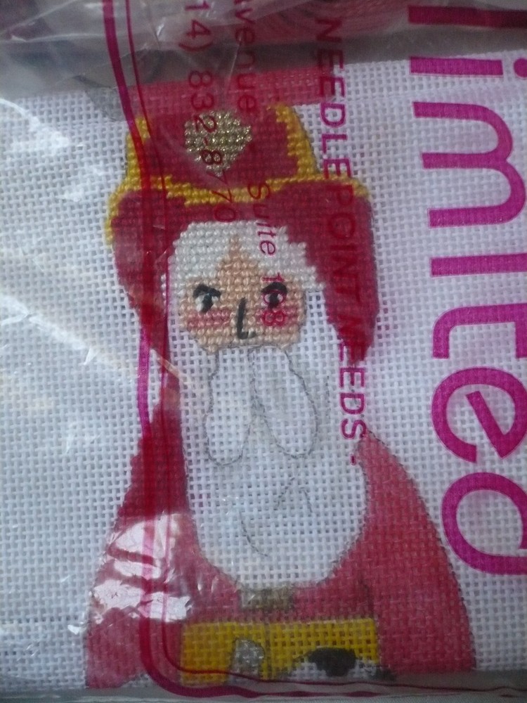 Fireman Santa Needlepoint Kit, UR128, Canvas, Floss, Thread, Needles