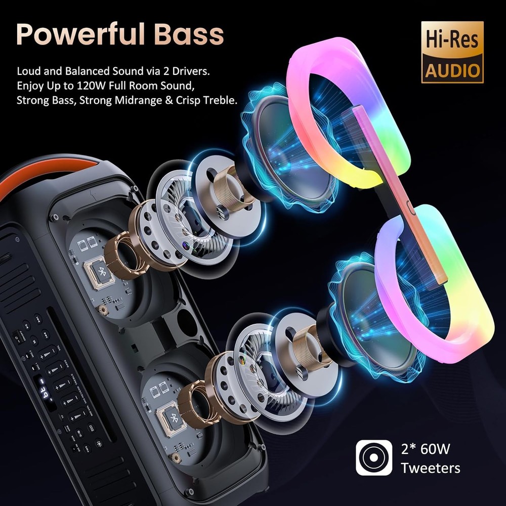 Bluetooth Karaoke Machine 2 Mic Party Speaker