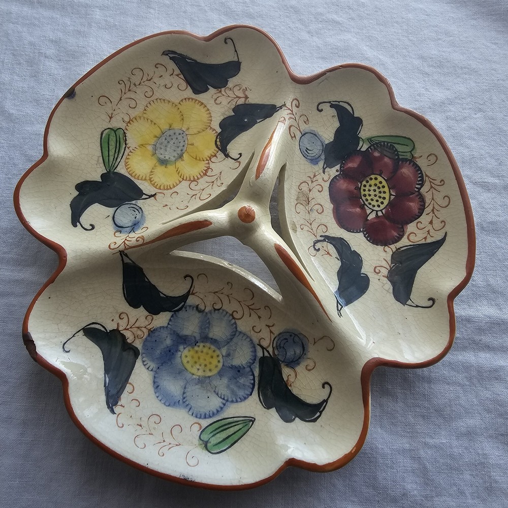 Vintage Floral Ceramic Divided Dish