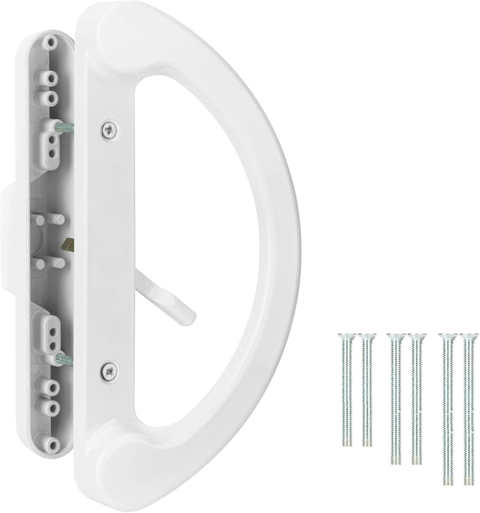 Sliding Patio Door Handle Pull Set, White Diecast Non-Keyed Gate Handle Set for